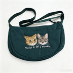 Custom Pet Embroidery Crescent Crossbody Bag, Handmade Portrait Soft Saddle Bag, Name Engraved Casual Shoulder Bag, Exclusive for Pet Lovers