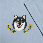 Classic Tee: Custom Pet Photo Embroidery Short Sleeve, Hand-Stitched Cat & Dog Portrait, 100% Cotton, Versatile Gift for Pet Lovers