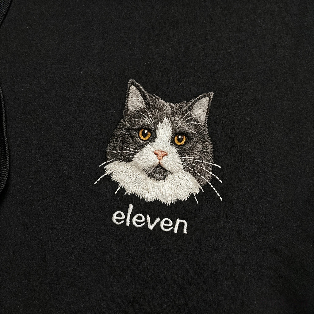 Washed Cotton Crewneck Sweatshirt: Personalized Pet Embroidery, Hand-Stitched Pet Portrait with Custom Name, Unisex Top