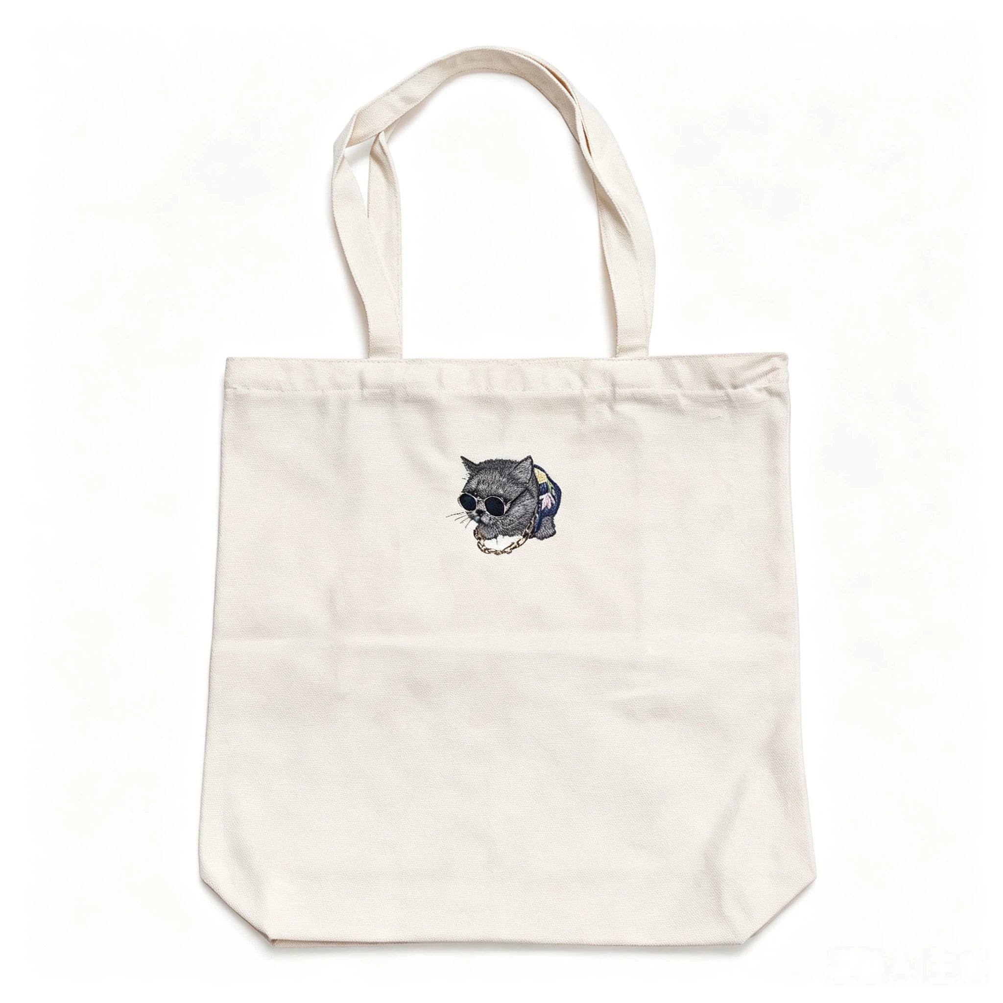 Classic Canvas Tote Bag：Custom Pet Embroidery, Personalized Cool Cat & Dog Portrait Shopping Bag, Large Capacity Shoulder Bag for Pet Lovers