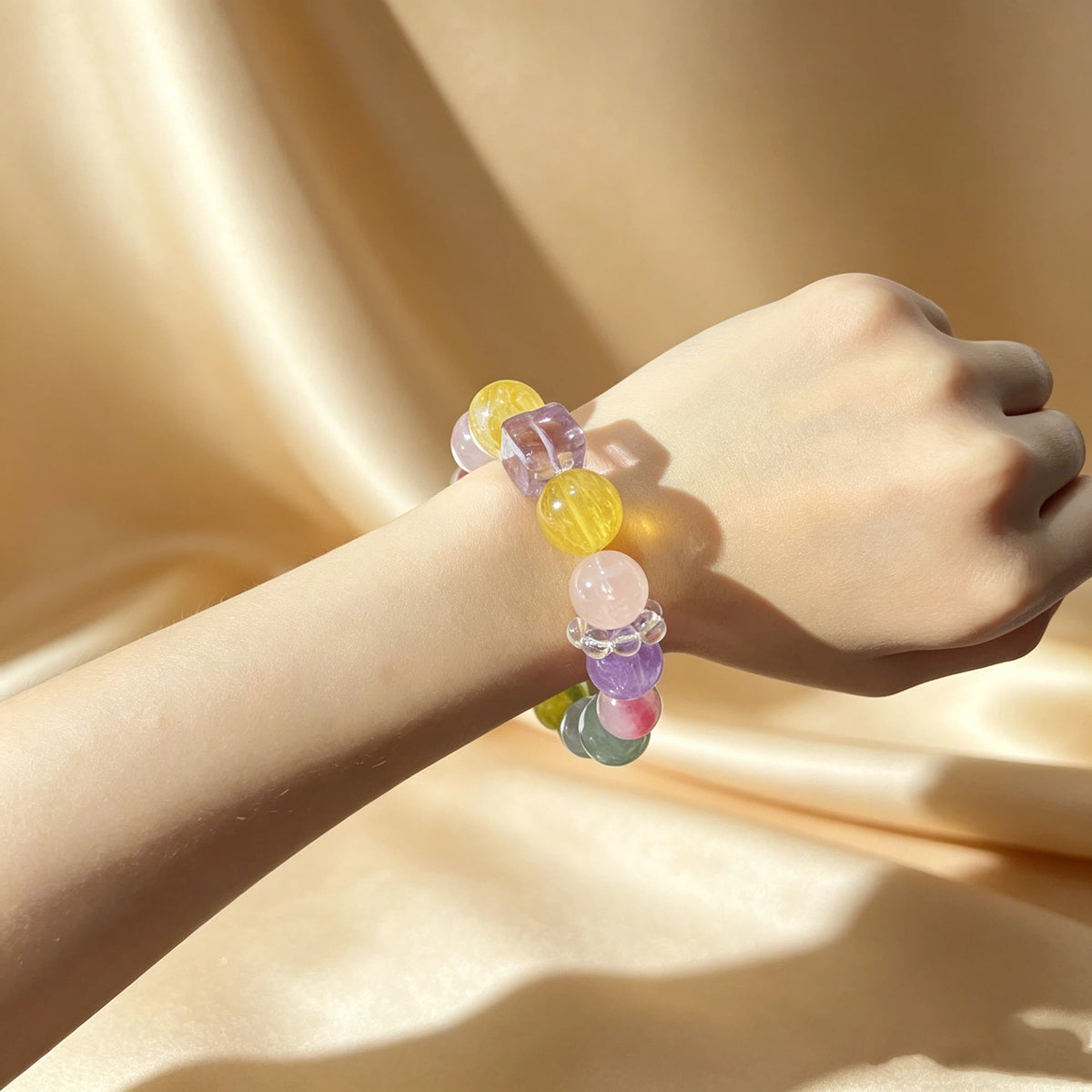 Pastel Rainbow Chakra Healing Crystal Pet Collar & Bracelet Set Pet Owner Bonding Jewelry