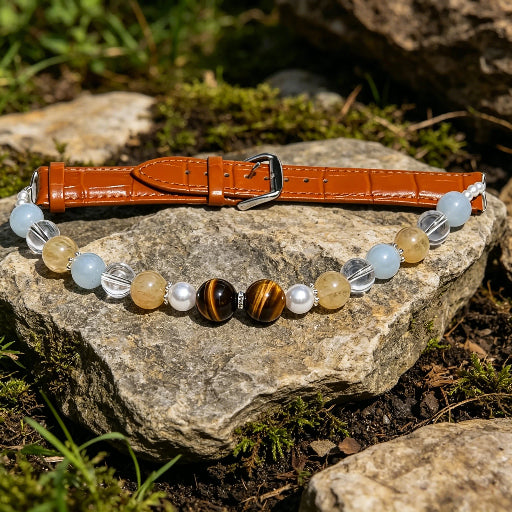 Colorful Natural Crystal Pet Collars | 4 Gemstone Shades For Cats & Small Dogs