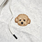 Zip-Up Hoodie: Hand-stitched pet portraits. Fully customized from your pet's real photos. The delicate stitching perfectly captures your furry friend's unique gaze, fur texture, and facial features—wear your cherished memories.