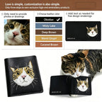 Personalized Pet Photo Embroidery Genuine Leather Wallet | Handmade Memory Gift for Pet Owners