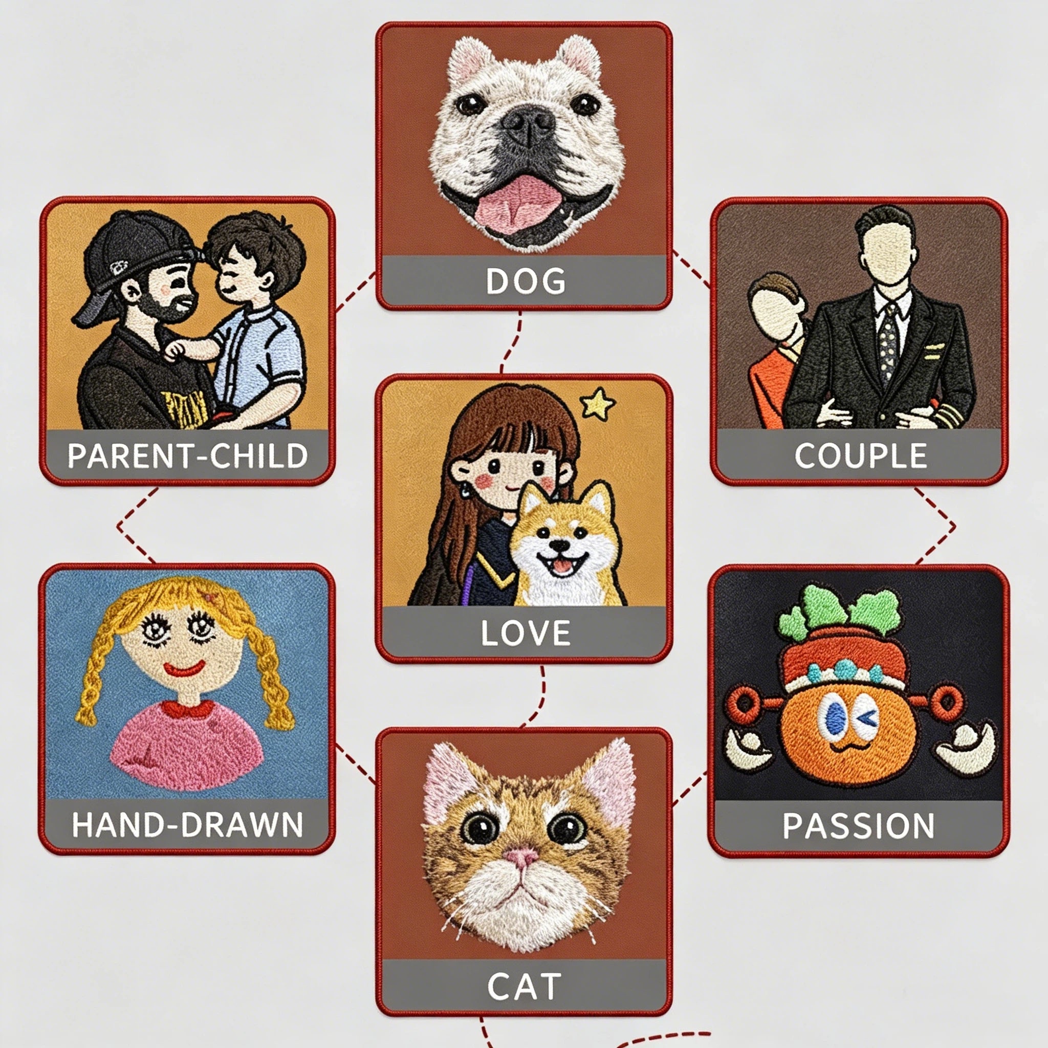 Personalized Pet Photo Embroidery Genuine Leather Wallet | Handmade Memory Gift for Pet Owners