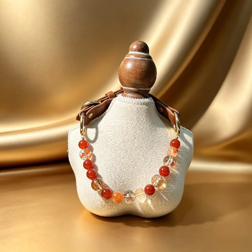 Red Orange Crystal Pet Collar with Matching Bracelet Natural Healing Crystal Dog Cat Owner Jewelry