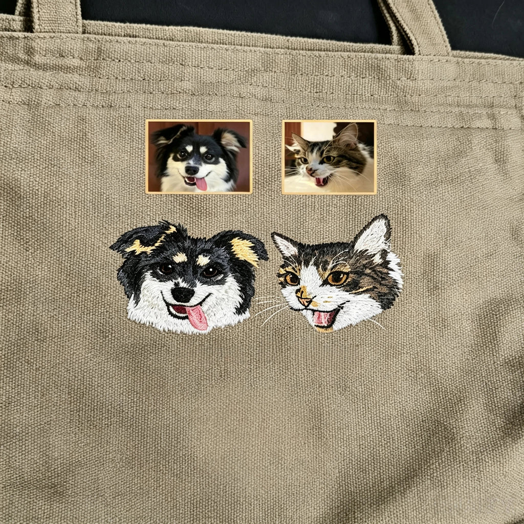 Casual shopping bag：Custom Pet Photo Embroidery, Versatile Multi-Color Women's Handbag, Large Capacity Everyday Shopping Shoulder Bag