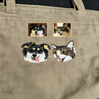 Casual shopping bag：Custom Pet Photo Embroidery, Versatile Multi-Color Women's Handbag, Large Capacity Everyday Shopping Shoulder Bag