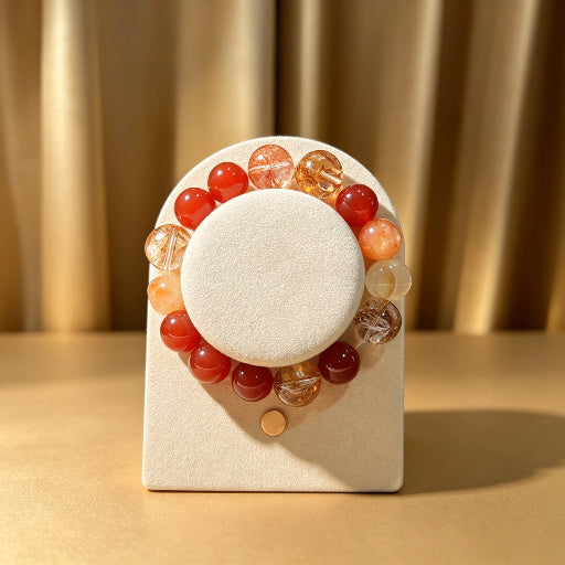 Red Orange Crystal Pet Collar with Matching Bracelet Natural Healing Crystal Dog Cat Owner Jewelry
