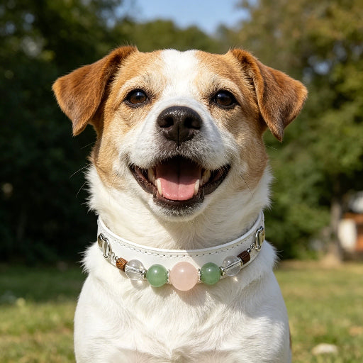 Healing Crystal Pet Collar | Adjustable Eco-Leather Dog & Cat Collar for Small/Medium Pets (4 Colors)