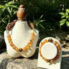 Solar Golden Citrine Beaded Dog Collar & Matching Owner Bracelet | Attract Wealth & Good Luck for the Whole Family