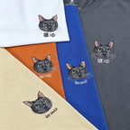 Classic Tee: Custom Pet Photo Embroidery Short Sleeve, Hand-Stitched Cat & Dog Portrait, 100% Cotton, Versatile Gift for Pet Lovers