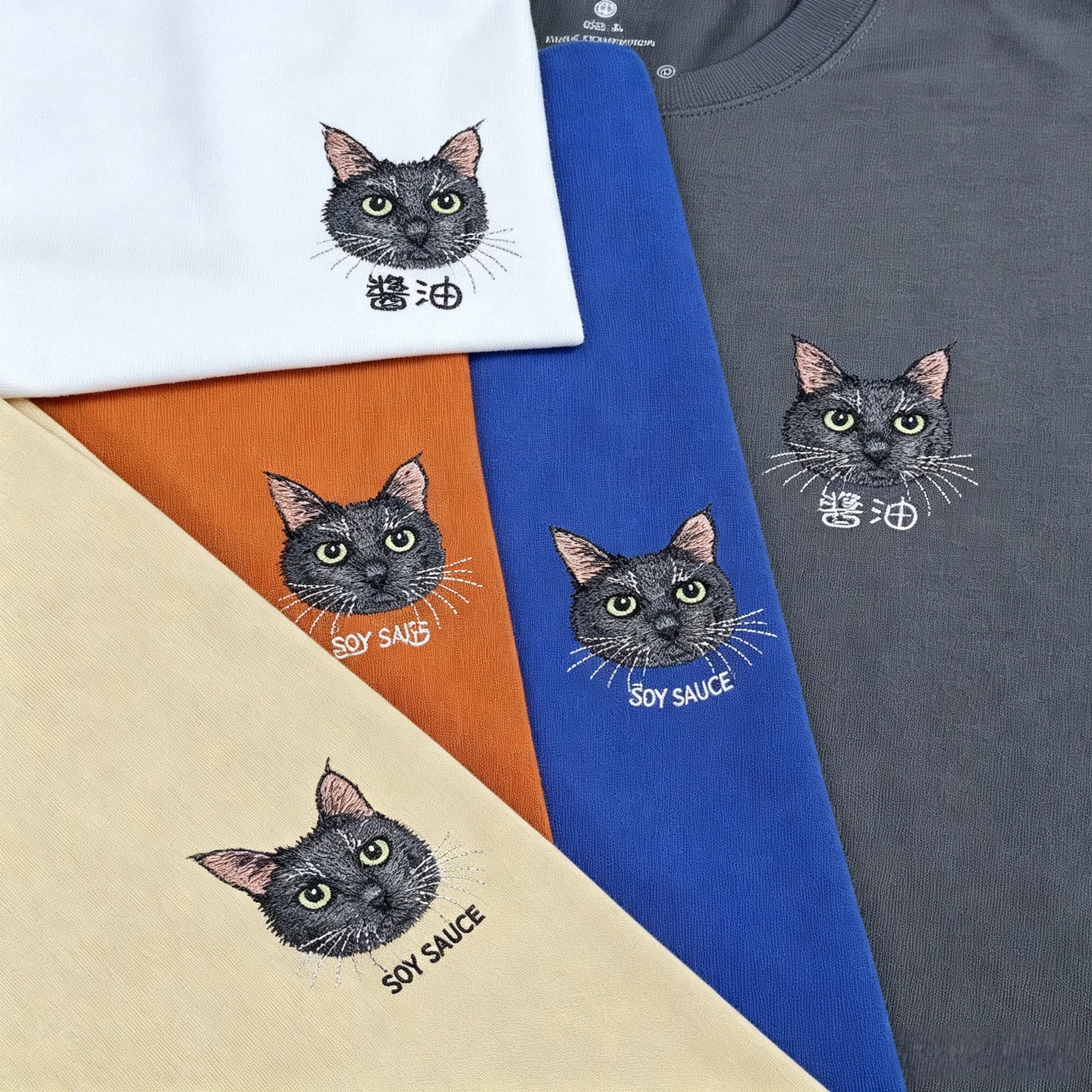 Classic Tee: Custom Pet Photo Embroidery Short Sleeve, Hand-Stitched Cat & Dog Portrait, 100% Cotton, Versatile Gift for Pet Lovers