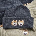 Classic Knit Beanie: Hand-Sewn Cat & Dog Portrait, Soft Stretchy Winter Pull-On Hat, Pet Memorial Accessory, Wear Your Furry Friend All Winter Long!