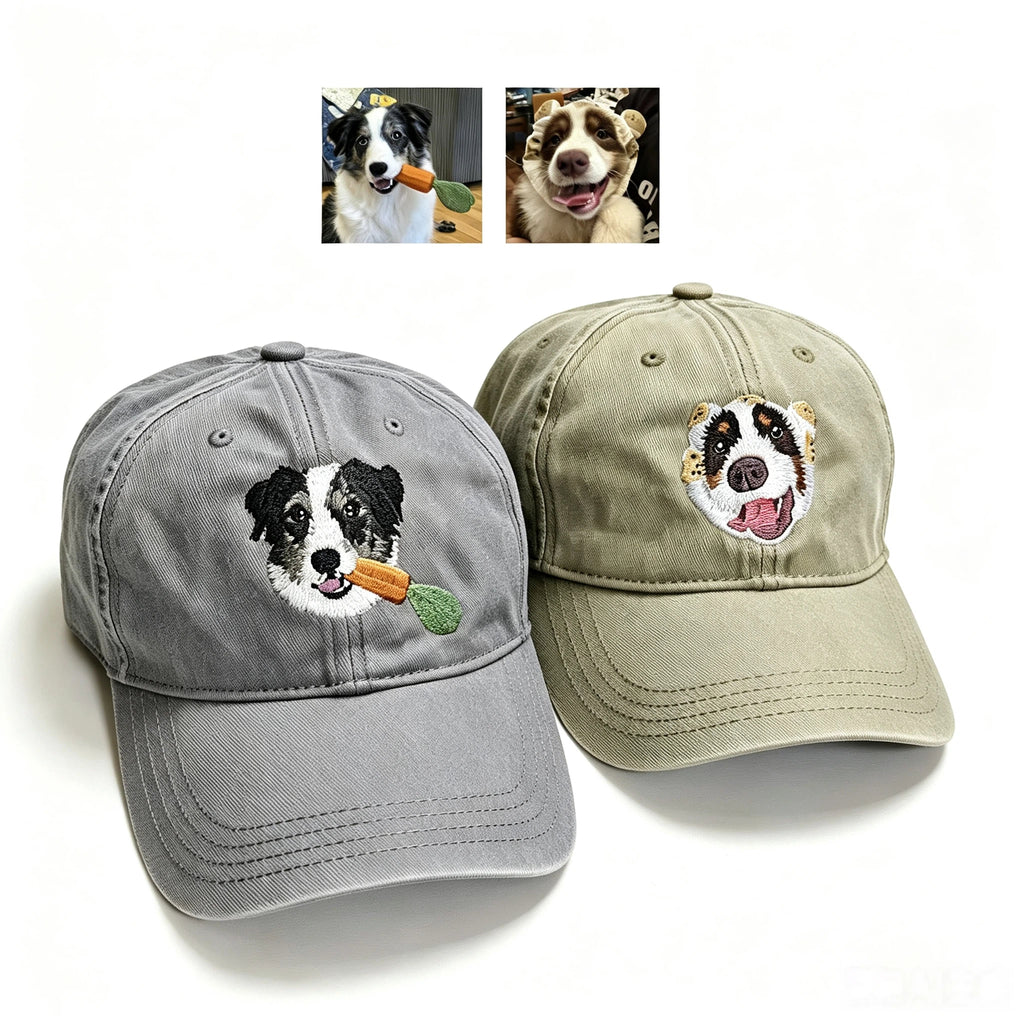 Classic Baseball Cap: Custom Pet Portrait Embroidery, Personalized Dad Hat with Cat & Dog Photos, Adjustable Vintage Casual Cap for Pet Lovers