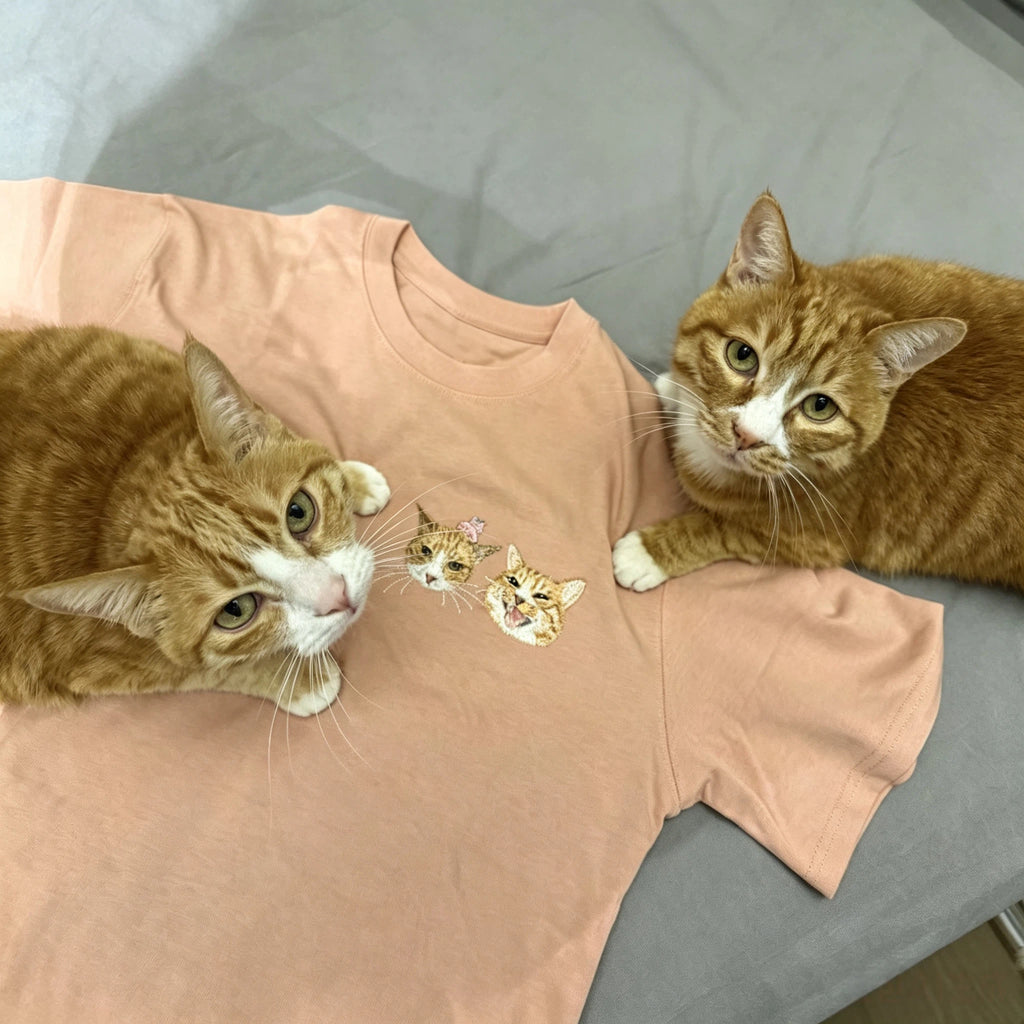 Women's Fitted T-Shirt: Cute Little Dog Chest Embroidery. Custom Pet Photo Pure Cotton Tee – The Perfect Holiday Gift!