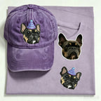 Washed Denim Baseball Cap: Minimalist Pet Embroidery Dad Hat, Hand-Stitched Pet Portrait, Take Your Furry Friend Everywhere!