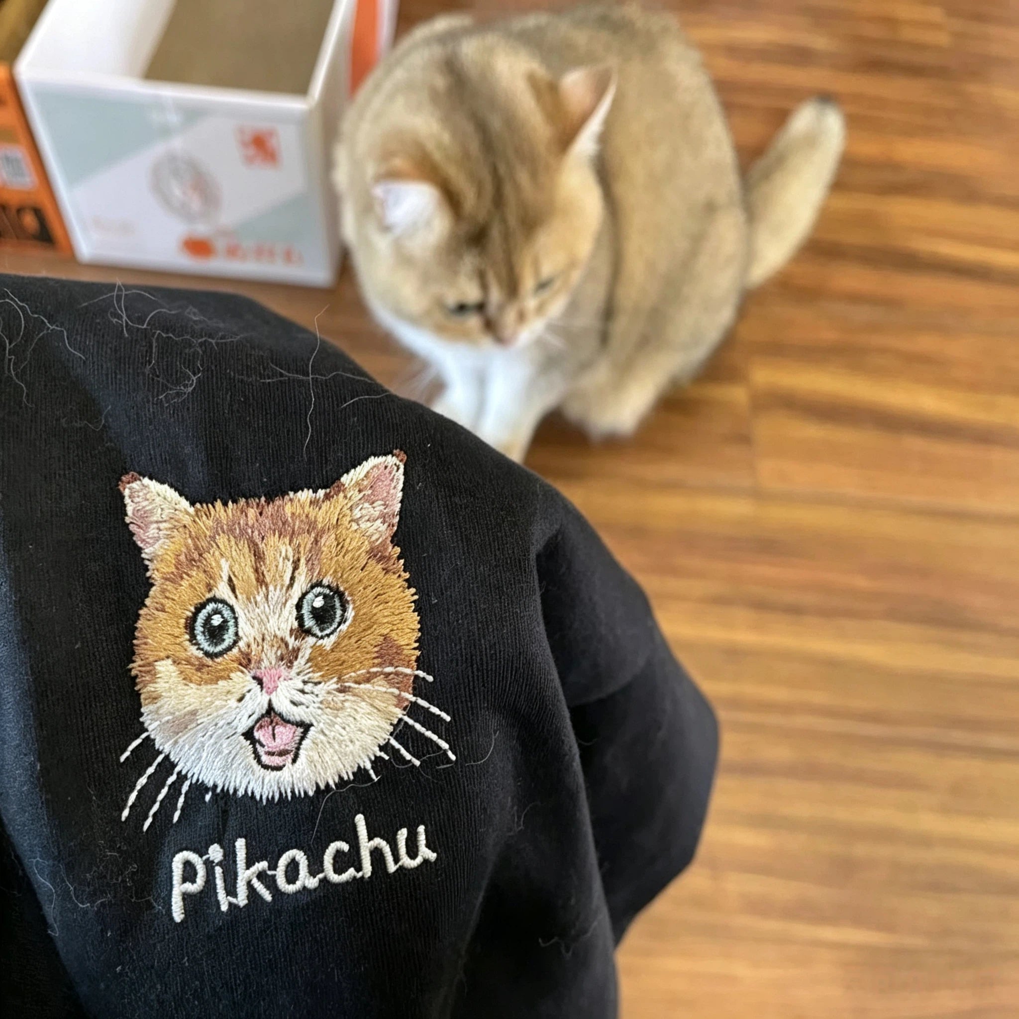 Classic Tee: Custom Pet Photo Embroidery Short Sleeve, Hand-Stitched Cat & Dog Portrait, 100% Cotton, Versatile Gift for Pet Lovers