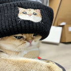 Colorful Knit Beanie: Upload Your Cat or Dog Photo for Custom Embroidery, Thick & Soft Ribbed Winter Hat, Versatile Outdoor Cold-Weather Essential
