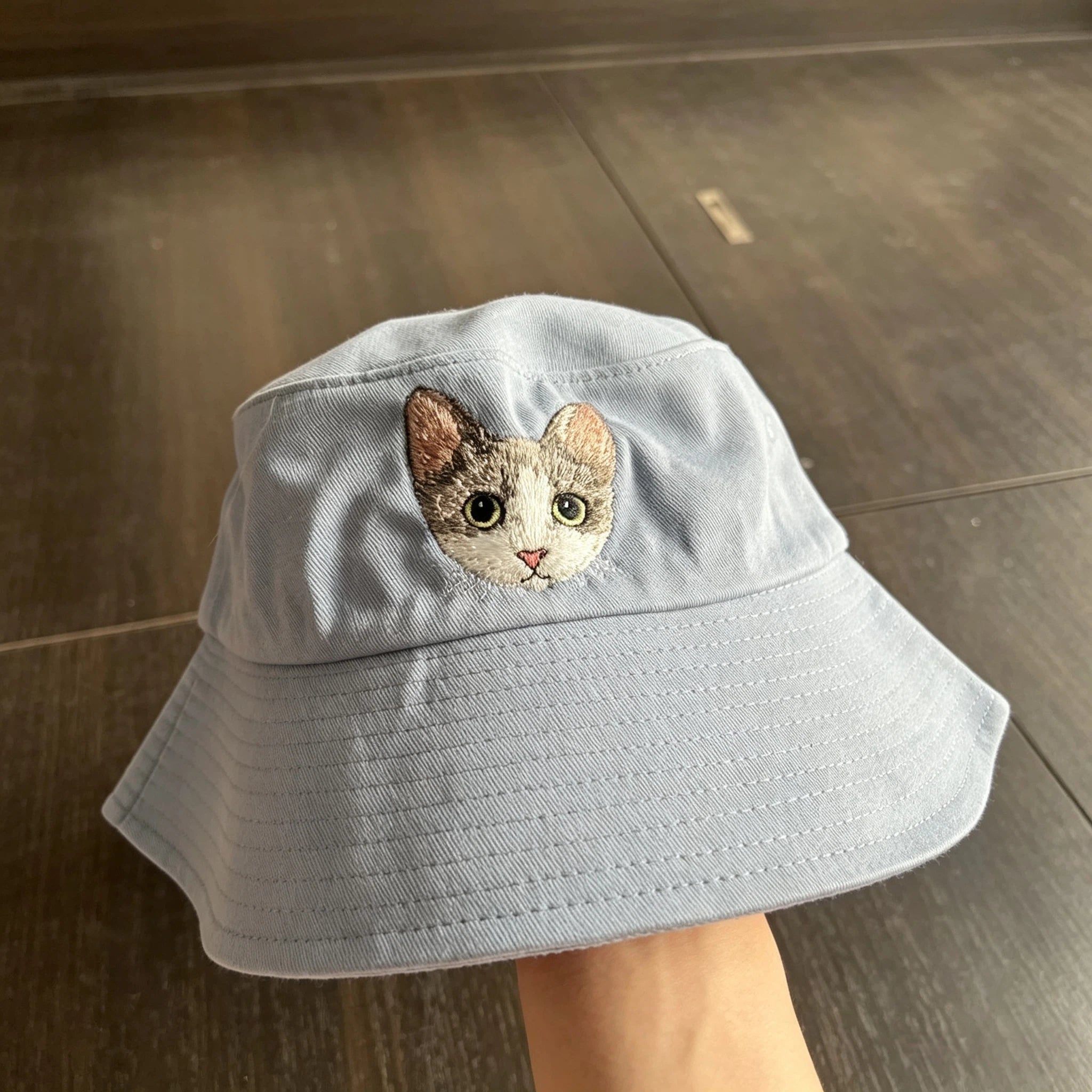 Casual Bucket Hat: Cat & Dog Embroidered Wide-Brim Bucket Hat, Pet Memorial Everyday Wear, Embroider Your Cute Furry Friend on a Soft Bucket Hat!