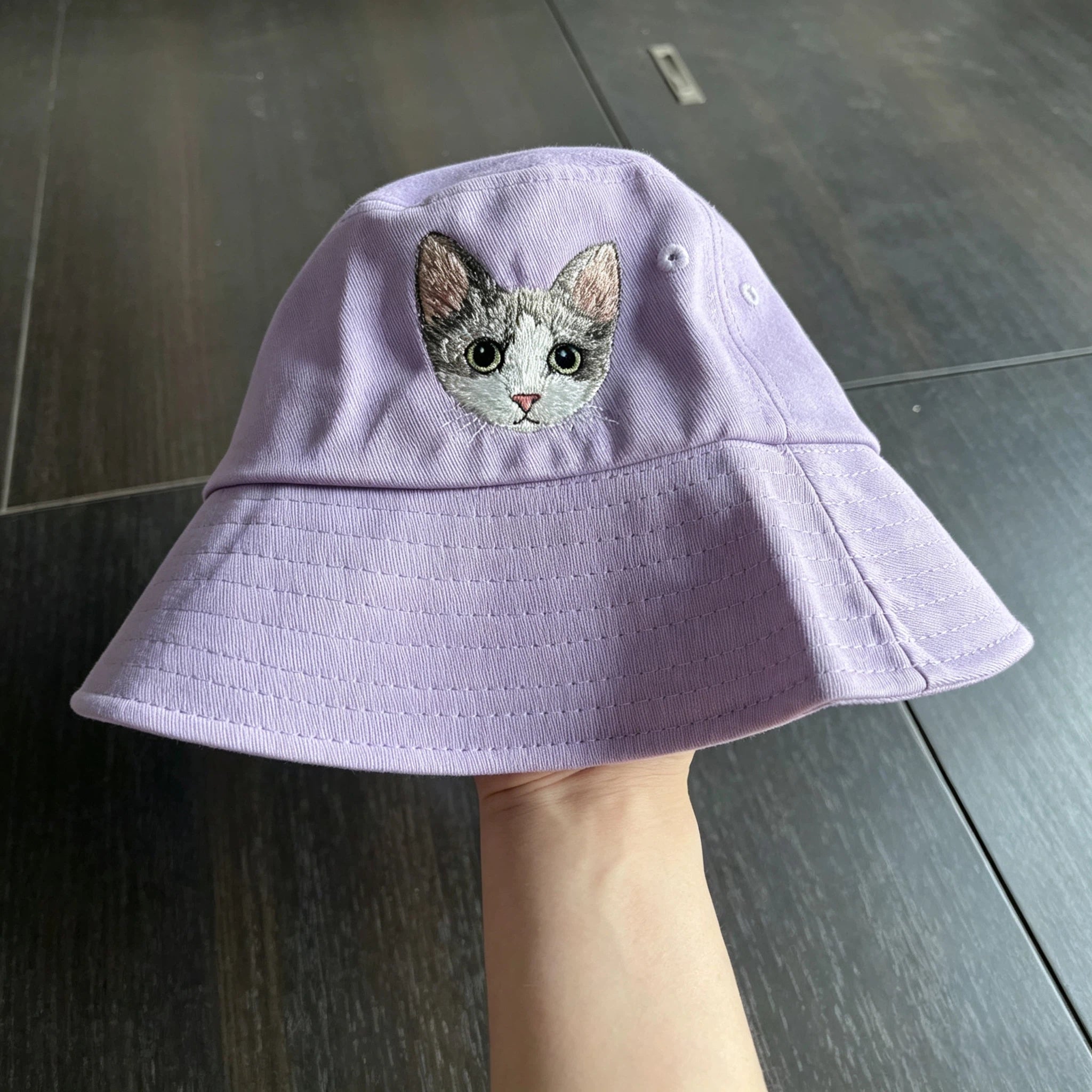 Casual Bucket Hat: Cat & Dog Embroidered Wide-Brim Bucket Hat, Pet Memorial Everyday Wear, Embroider Your Cute Furry Friend on a Soft Bucket Hat!