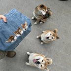 Custom Pet Portrait Denim Tote: Washed denim shoulder bag embroidered from your photo, perfect as an everyday pet memorial handbag.
