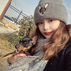 Classic Knit Beanie: Hand-Sewn Cat & Dog Portrait, Soft Stretchy Winter Pull-On Hat, Pet Memorial Accessory, Wear Your Furry Friend All Winter Long!