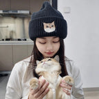 Classic Knit Beanie: Hand-Sewn Cat & Dog Portrait, Soft Stretchy Winter Pull-On Hat, Pet Memorial Accessory, Wear Your Furry Friend All Winter Long!
