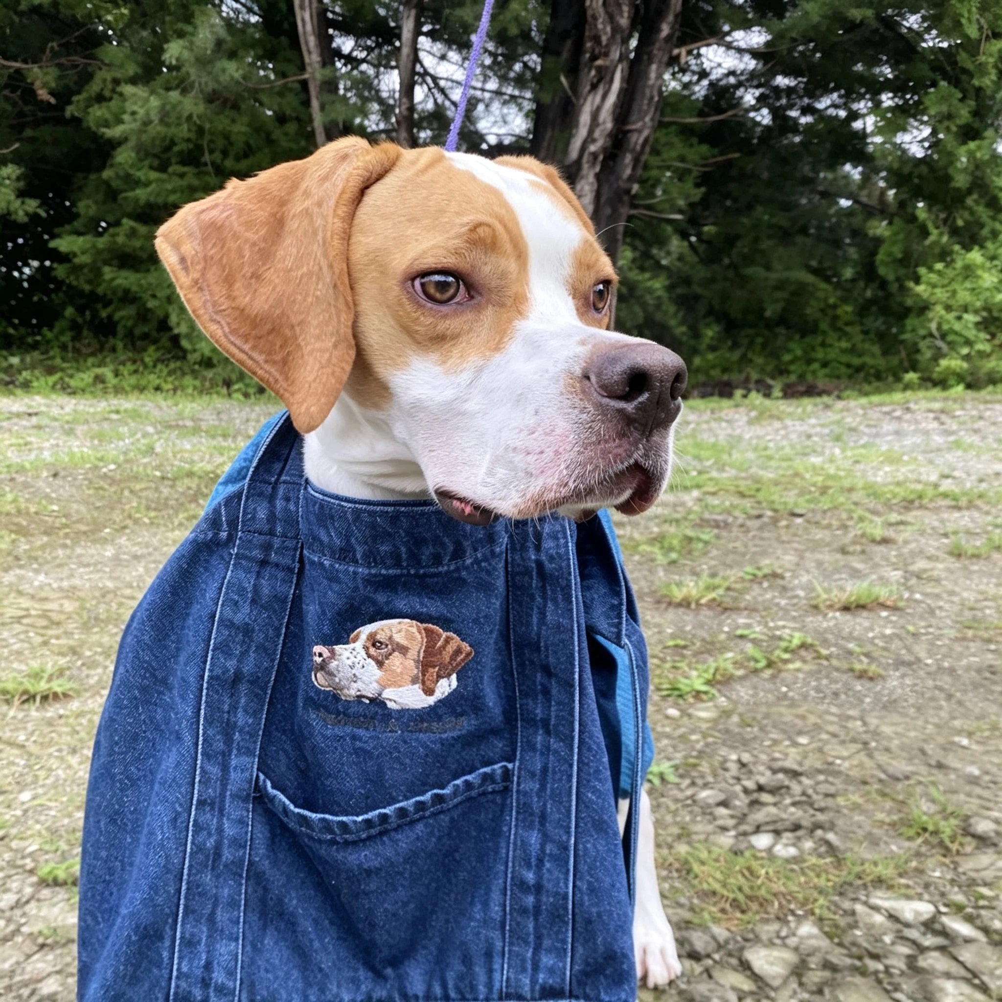 Denim Crossbody Bag: Upload your pet's photo for a custom embroidered bag! A soft, washed denim crossbody perfect for casual shopping.