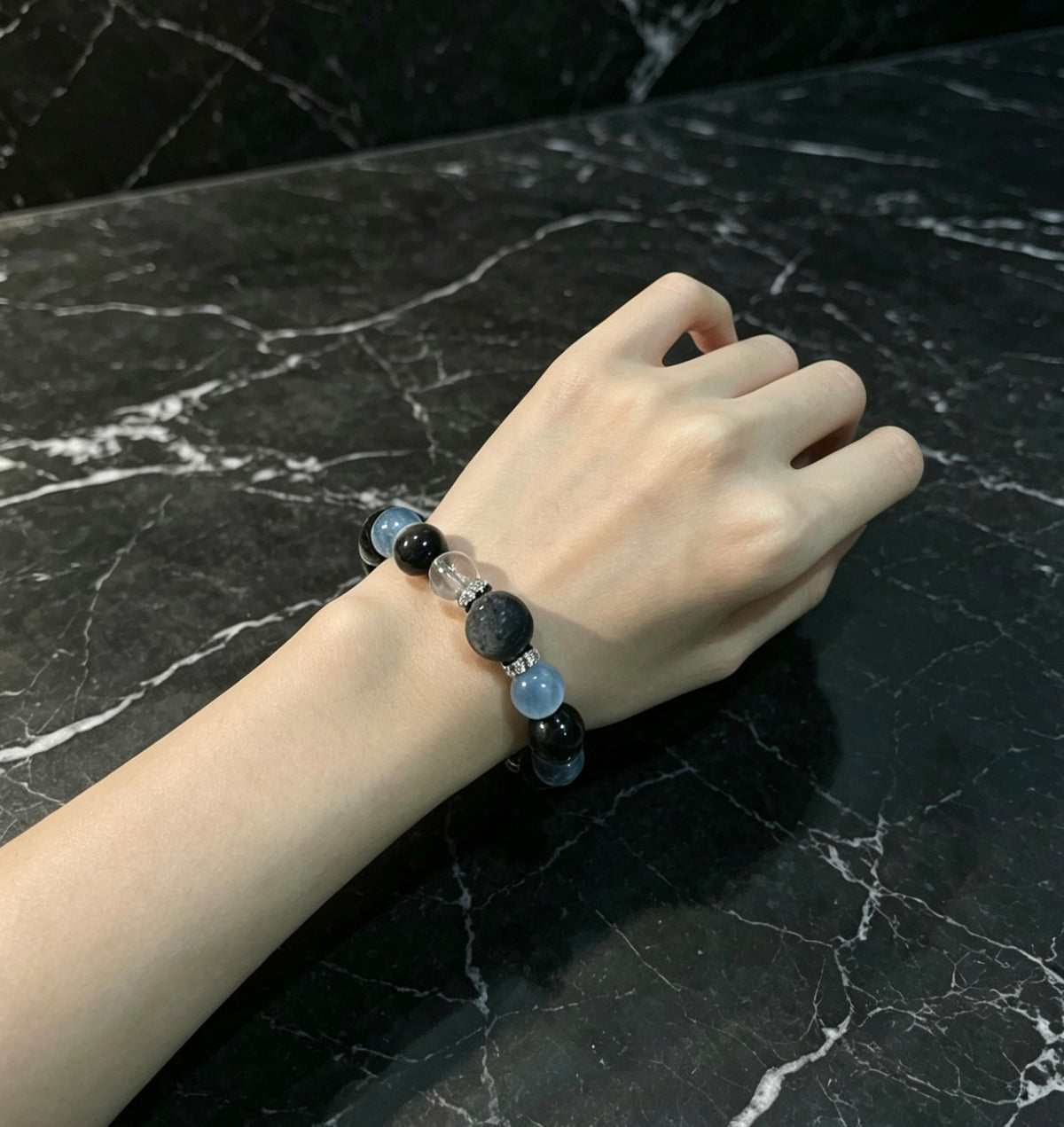 Natural Black Obsidian Crystal Pet Collar – Calming & Protective Healing Stones, Genuine Leather, Matching Owner Bracelet