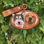 Custom Dual-Pet Engraving | Highly detailed portraits capturing fur & facial features | Premium full-grain leather, durable & built to last