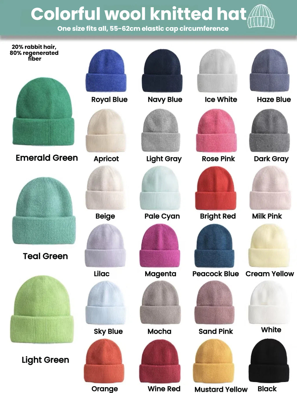 Colorful Knit Beanie: Upload Your Cat or Dog Photo for Custom Embroidery, Thick & Soft Ribbed Winter Hat, Versatile Outdoor Cold-Weather Essential