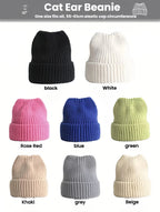 Cat Ear Knit Beanie: Create Your Custom Embroidered Hat, Fine Stitching Captures Your Furry Friend's Unique Eyes, Fur Texture & Facial Features.