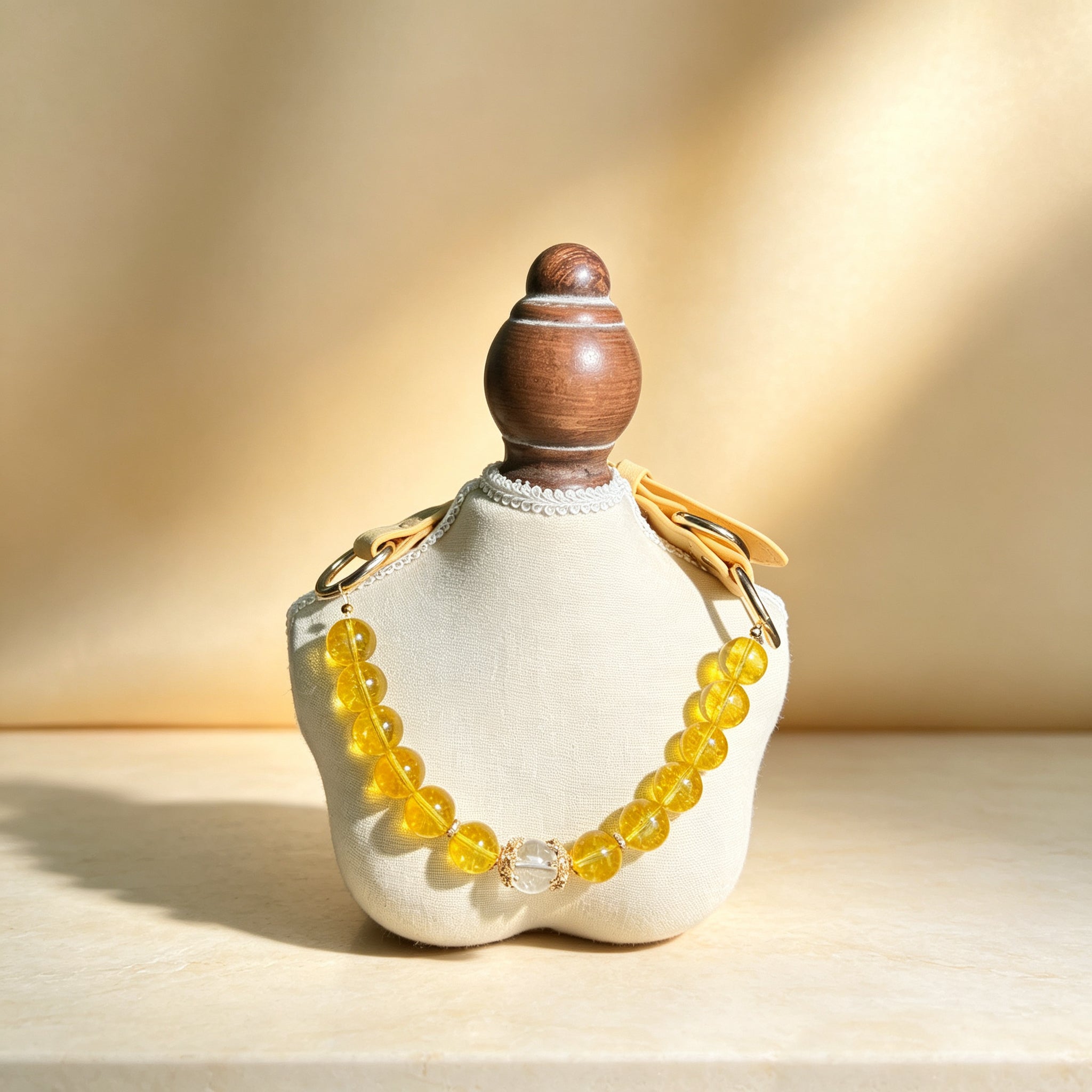 Citrine Wealth & Healing Pet Collar with Matching Owner Bracelet, Calming White Crystal Necklace, Positive Energy & Good Luck Beaded Necklace for Cats, Dogs & Small Pets