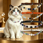 Colorful Natural Crystal Pet Collars | 4 Gemstone Shades For Cats & Small Dogs