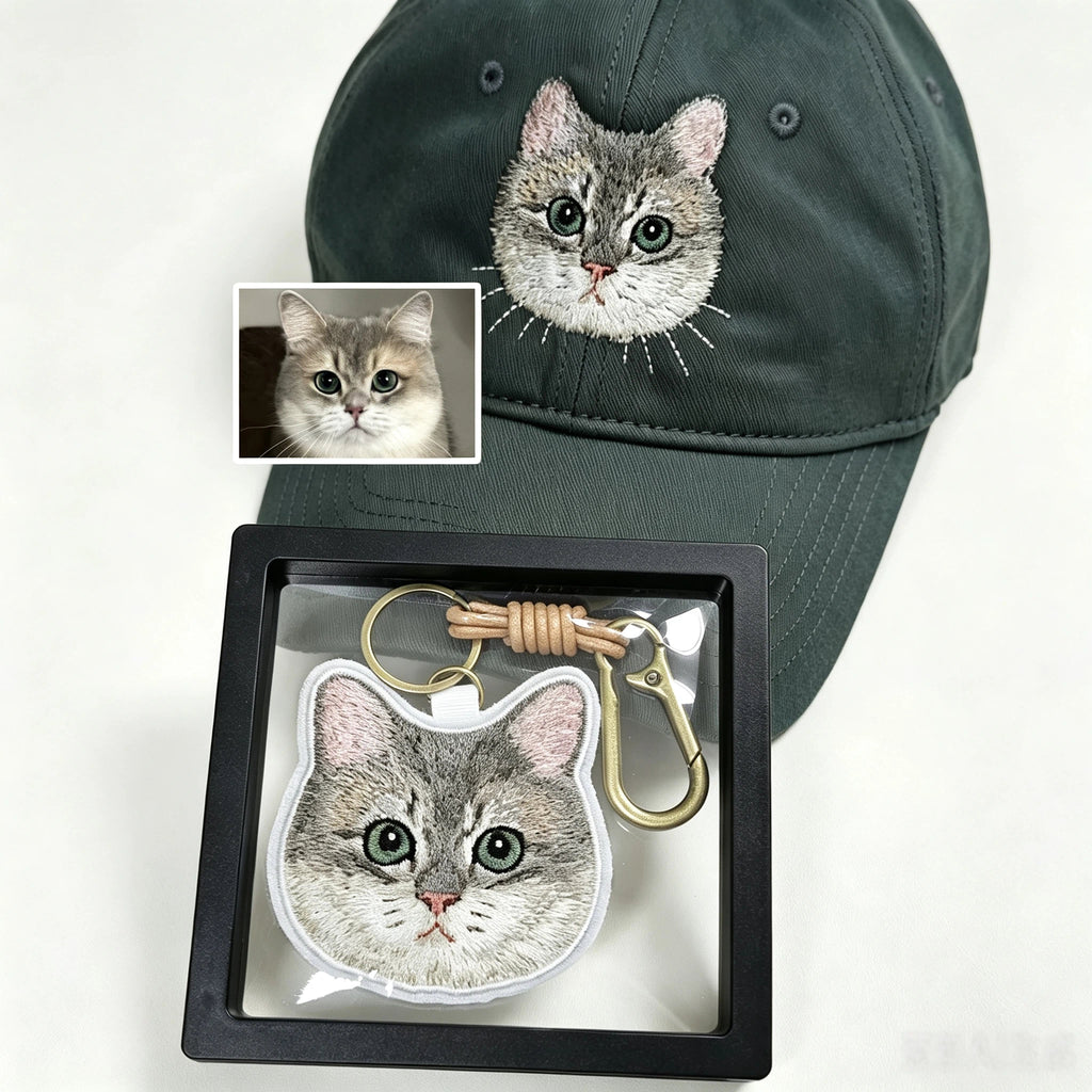 Classic Baseball Cap: Custom Pet Portrait Embroidery, Personalized Dad Hat with Cat & Dog Photos, Adjustable Vintage Casual Cap for Pet Lovers