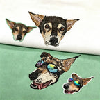Women's Fitted T-Shirt: Cute Little Dog Chest Embroidery. Custom Pet Photo Pure Cotton Tee – The Perfect Holiday Gift!