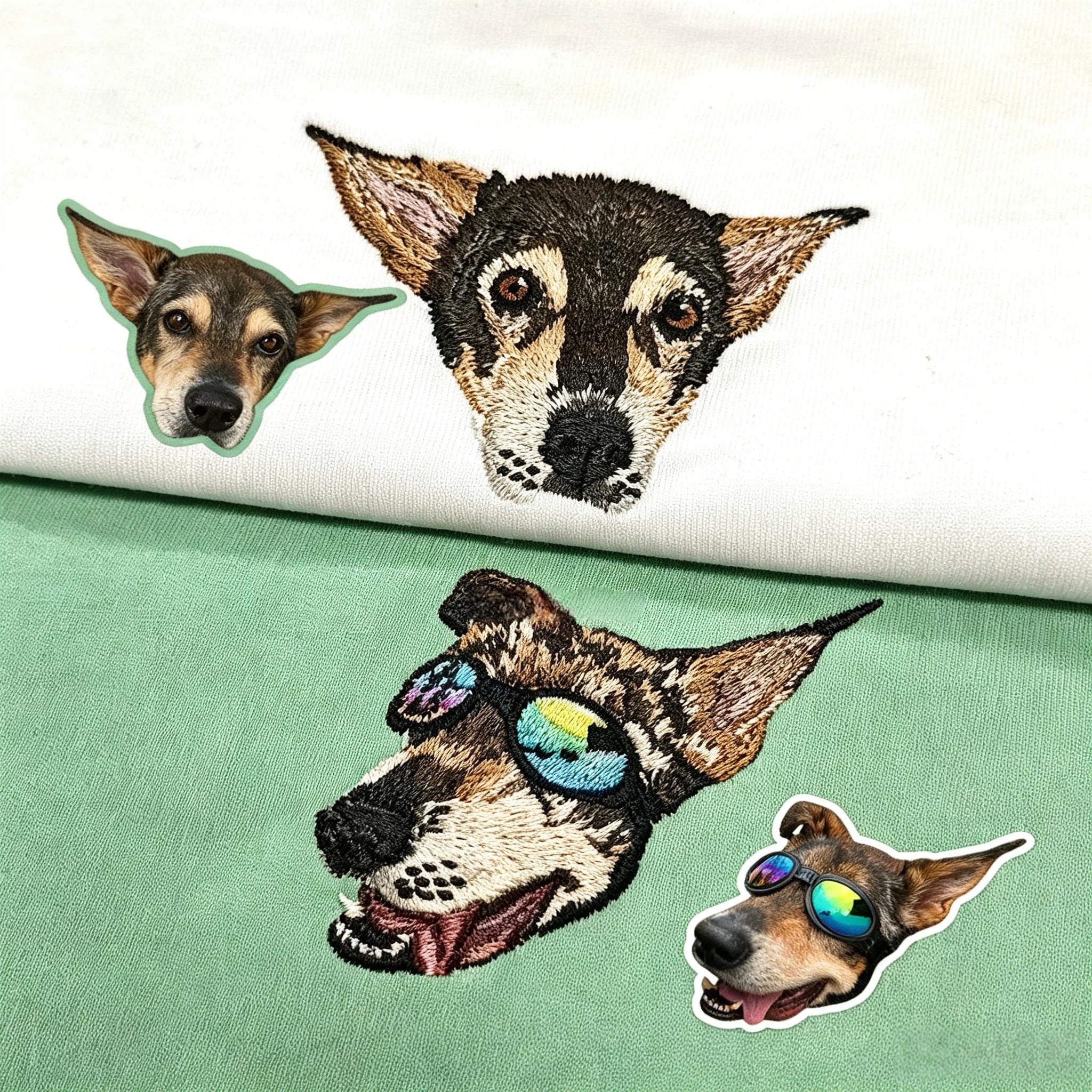 Women's Fitted T-Shirt: Cute Little Dog Chest Embroidery. Custom Pet Photo Pure Cotton Tee – The Perfect Holiday Gift!