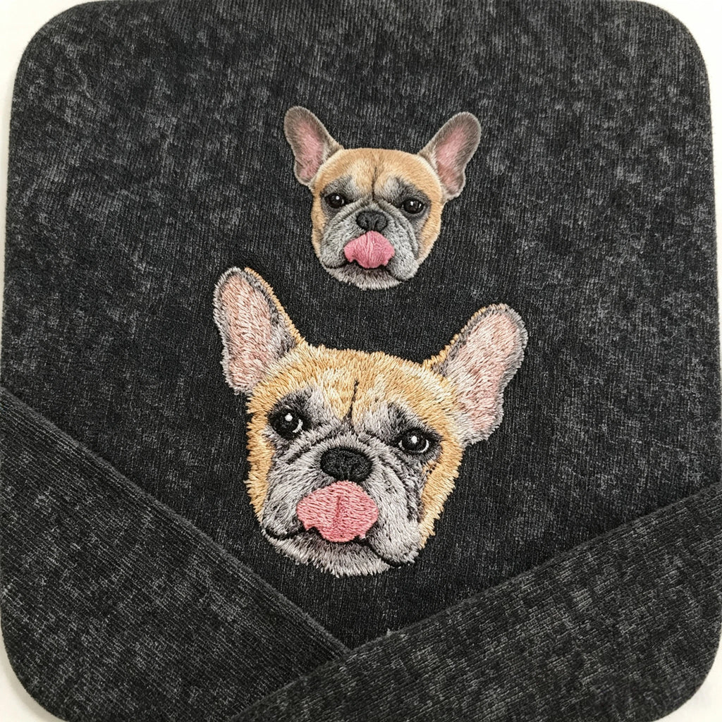 Washed Cotton Crewneck Sweatshirt: Personalized Pet Embroidery, Hand-Stitched Pet Portrait with Custom Name, Unisex Top