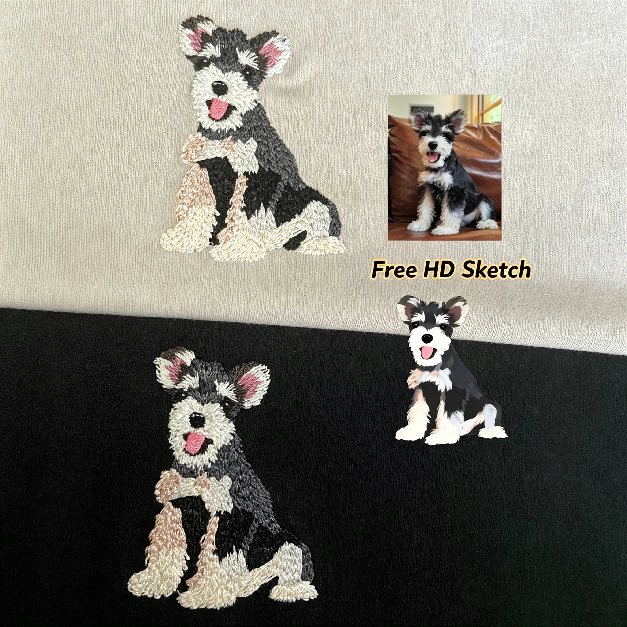 Fleece-Lined Crewneck Sweatshirt: Custom Pet Portrait & Personalized Text / Year, Pet Memorial Casual Pullover