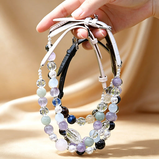 Colorful Natural Crystal Pet Collars | 4 Gemstone Shades For Cats & Small Dogs