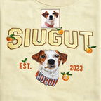 Classic Crewneck Sweatshirt: Custom Pet Portrait Embroidery, Personalized Cat/Dog Photo & Name, Casual Top for Pet Parents