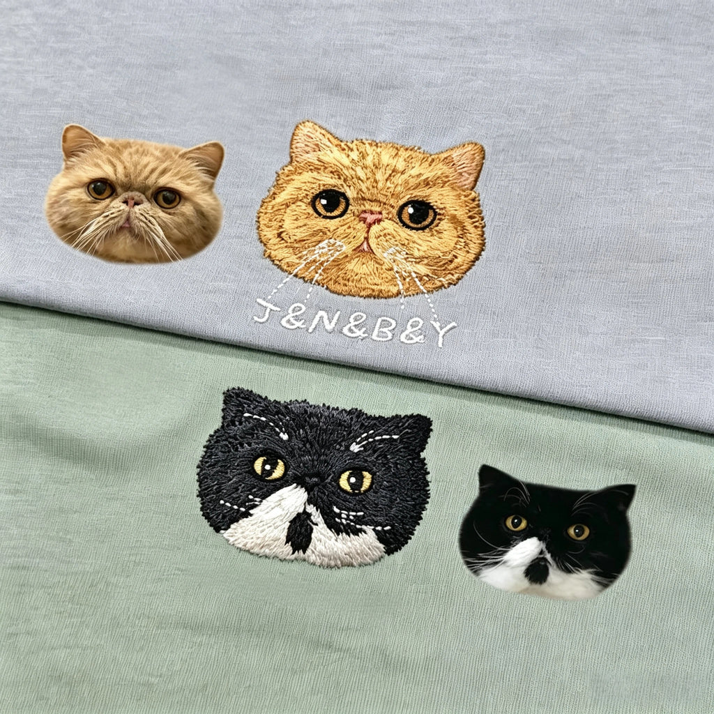 Women's Fitted T-Shirt: Cute Little Dog Chest Embroidery. Custom Pet Photo Pure Cotton Tee – The Perfect Holiday Gift!