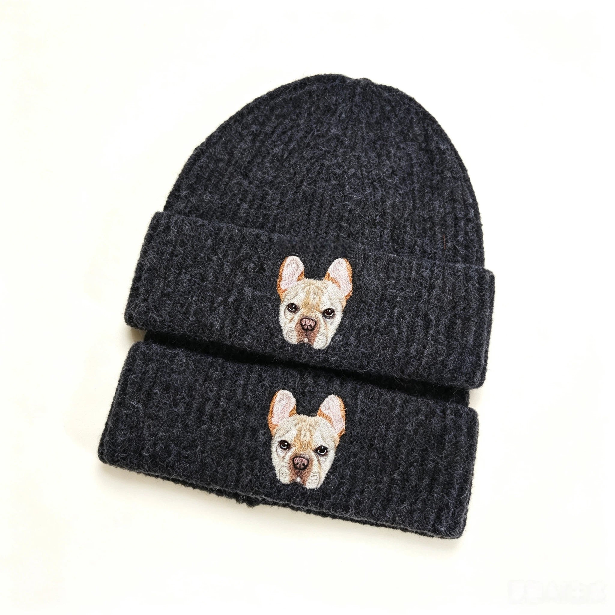Classic Knit Beanie: Hand-Sewn Cat & Dog Portrait, Soft Stretchy Winter Pull-On Hat, Pet Memorial Accessory, Wear Your Furry Friend All Winter Long!