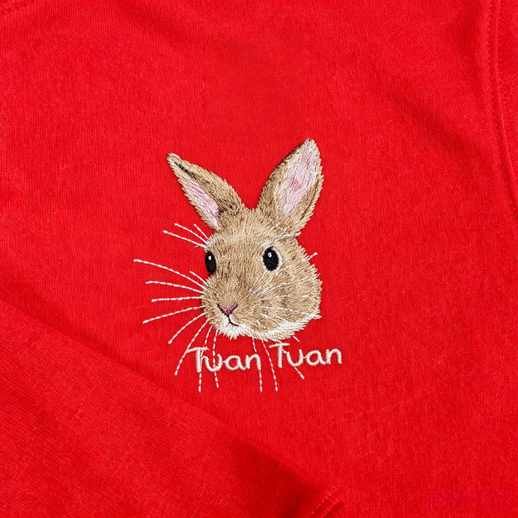 Fleece-Lined Crewneck Sweatshirt: Custom Pet Portrait & Personalized Text / Year, Pet Memorial Casual Pullover