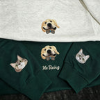 Classic Crewneck Sweatshirt: Custom Pet Portrait Embroidery, Personalized Cat/Dog Photo & Name, Casual Top for Pet Parents