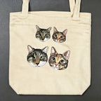 Classic Canvas Tote Bag：Custom Pet Embroidery, Personalized Cool Cat & Dog Portrait Shopping Bag, Large Capacity Shoulder Bag for Pet Lovers