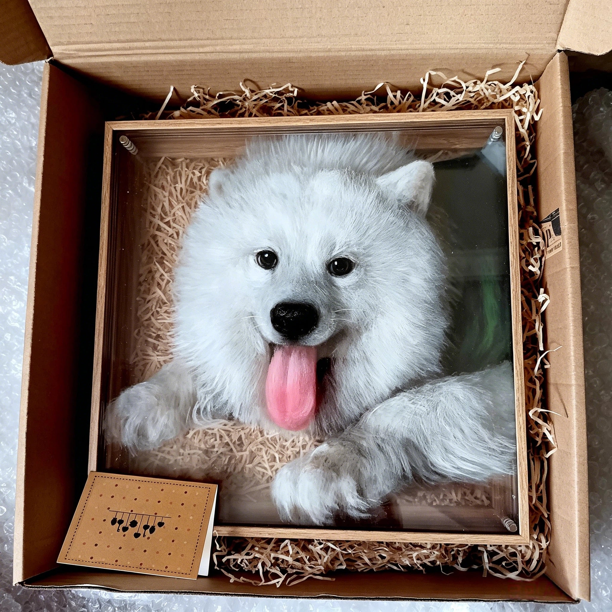 Custom 3D 6-Layer Pet Portrait Glass Frame Set, Realistic Fluffy Fur Dog & Cat Painting, Personalized Pet Memorial Gift, Metal Frame Animal Art Decor
