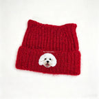 Cat Ear Knit Beanie: Create Your Custom Embroidered Hat, Fine Stitching Captures Your Furry Friend's Unique Eyes, Fur Texture & Facial Features.