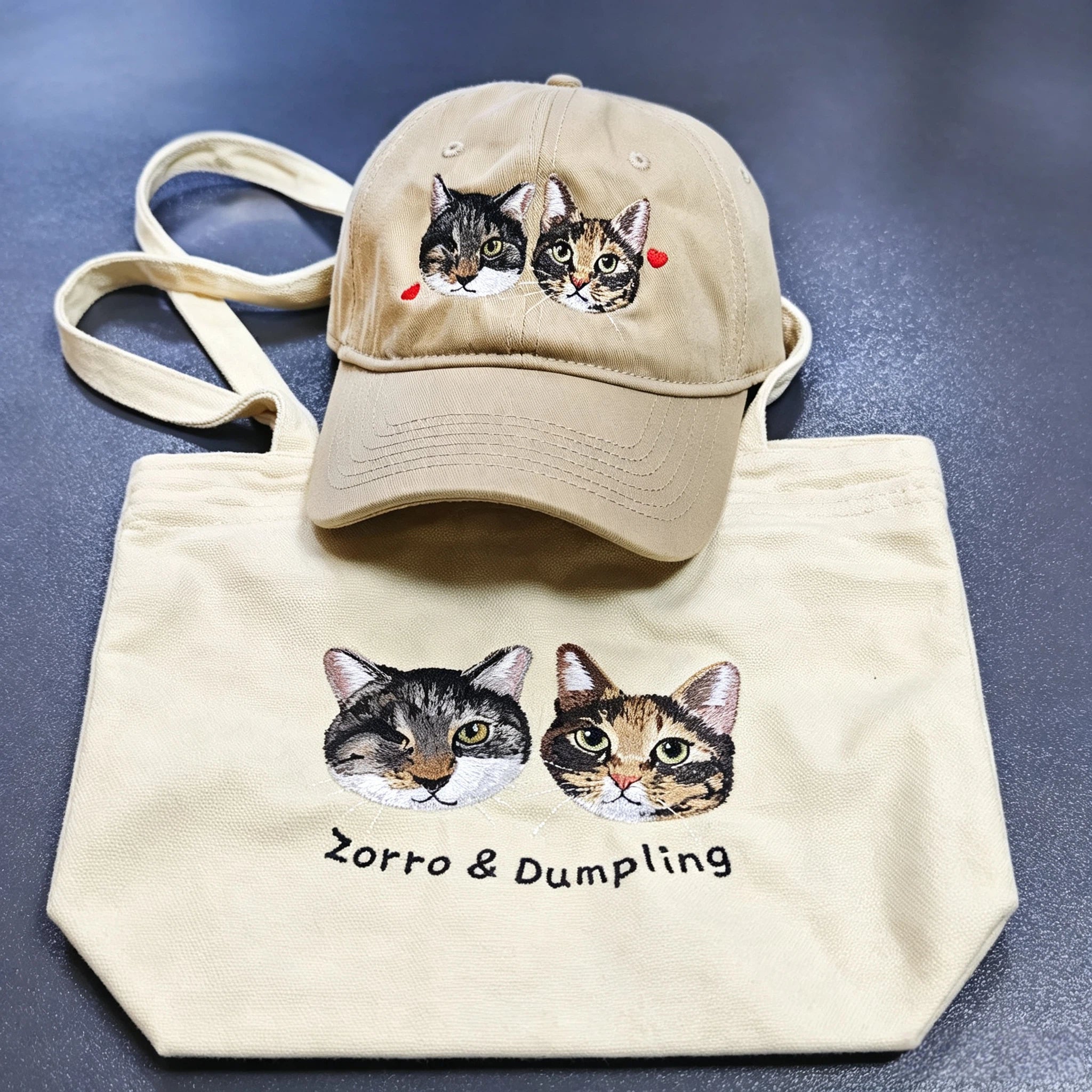 Classic Canvas Tote Bag：Custom Pet Embroidery, Personalized Cool Cat & Dog Portrait Shopping Bag, Large Capacity Shoulder Bag for Pet Lovers